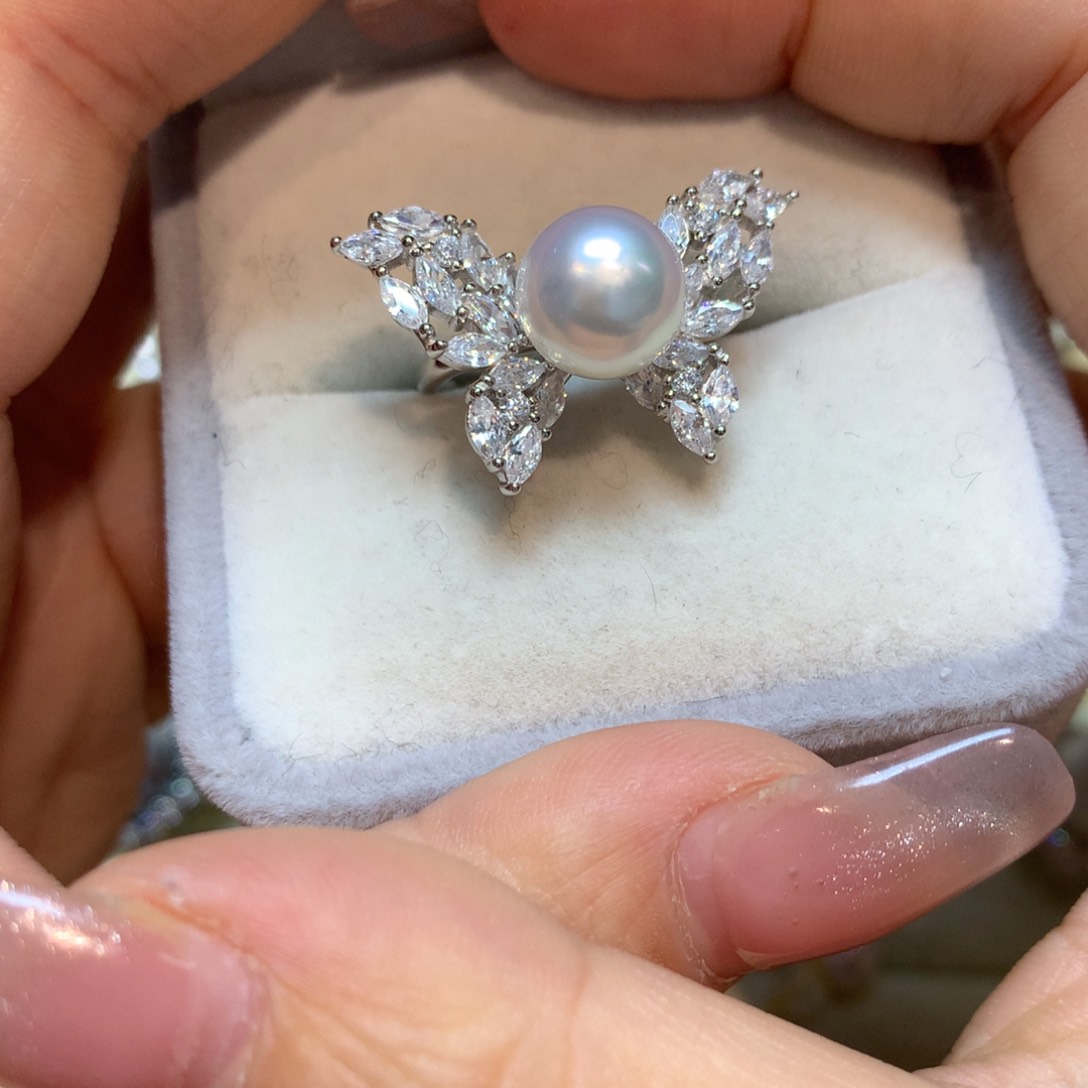 海水珍珠戒指银S925镶嵌