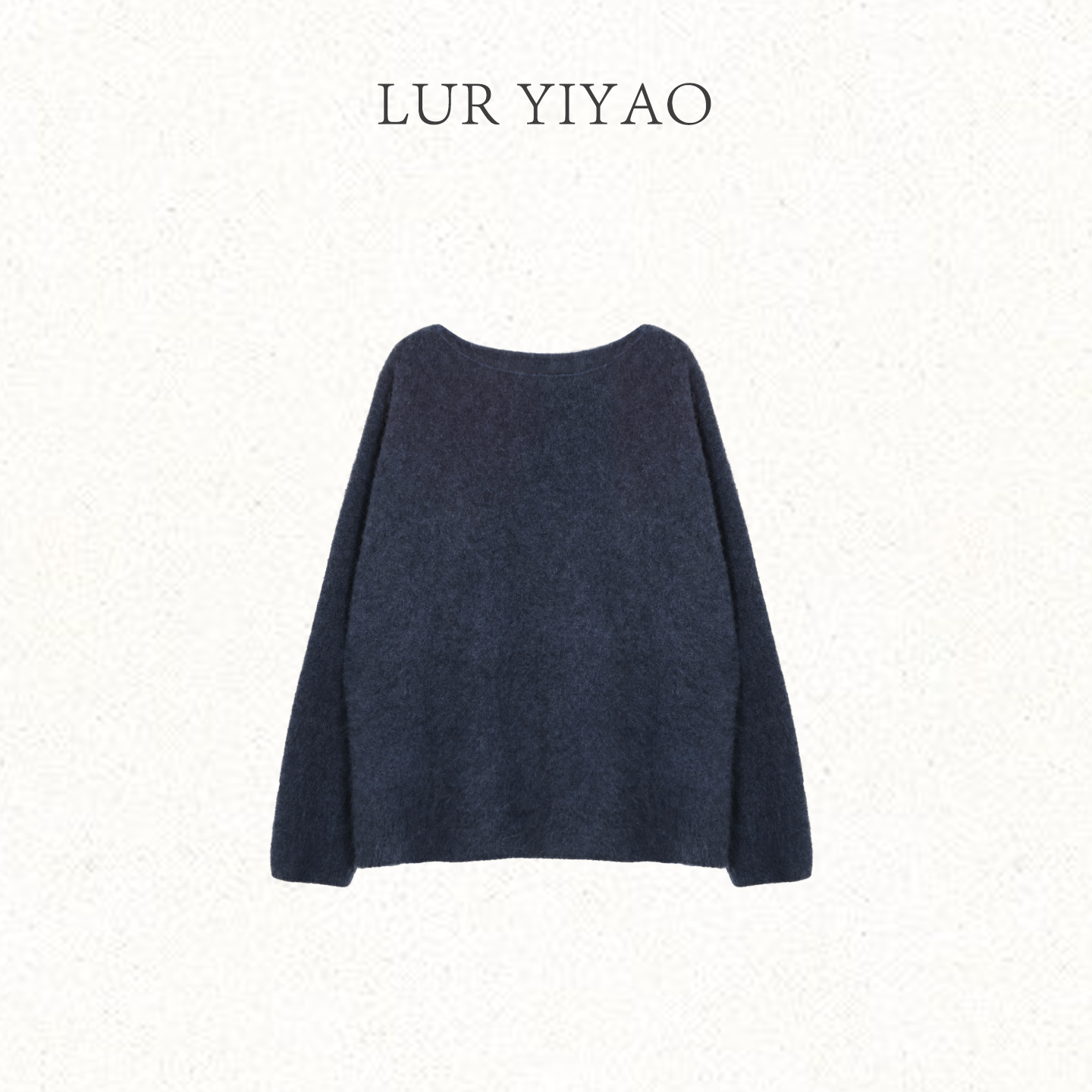 L'U'R/YI'YAO【蓝宝石】秋冬气质高奢拉绒圆领100羊毛软糯毛衣10784