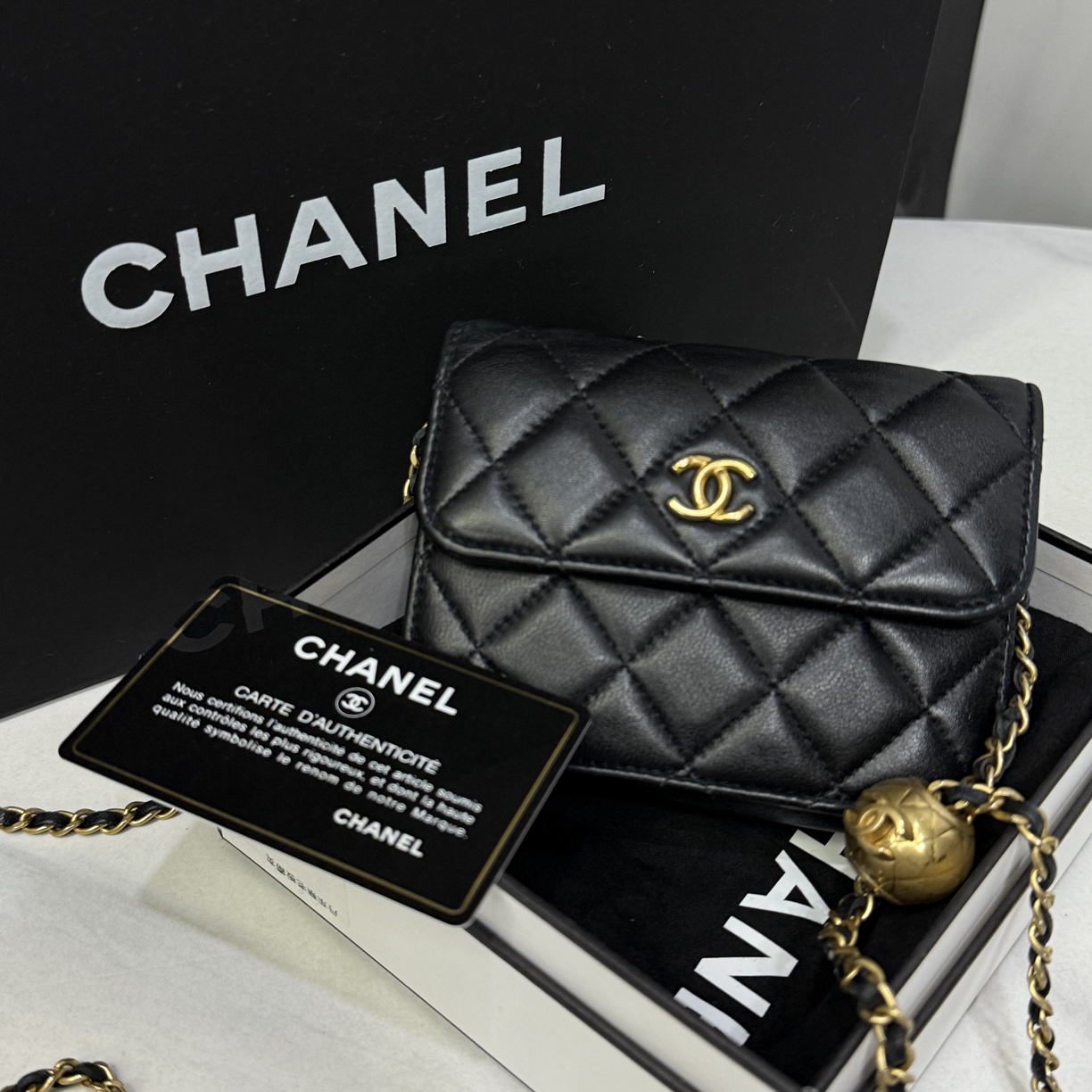 95新 Chanel/香奈儿 金球小废包31开卡12Cm/0995120501