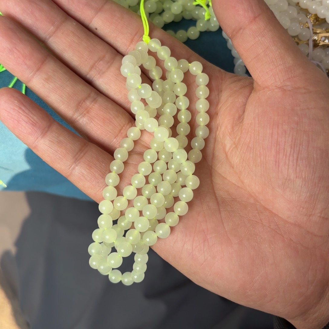 和田玉未镶嵌颈饰项链108颗卡6