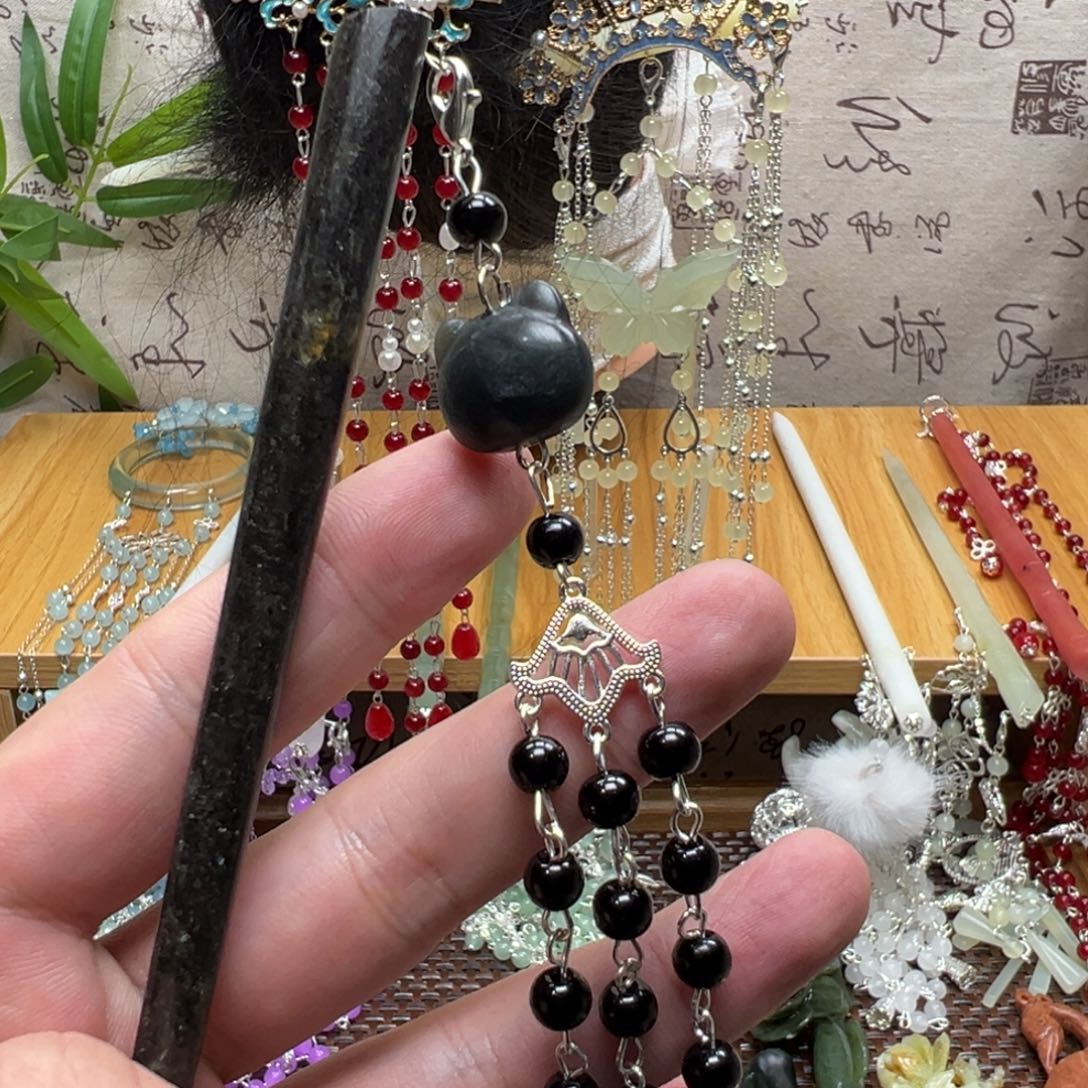 蛇纹石玉合金发饰