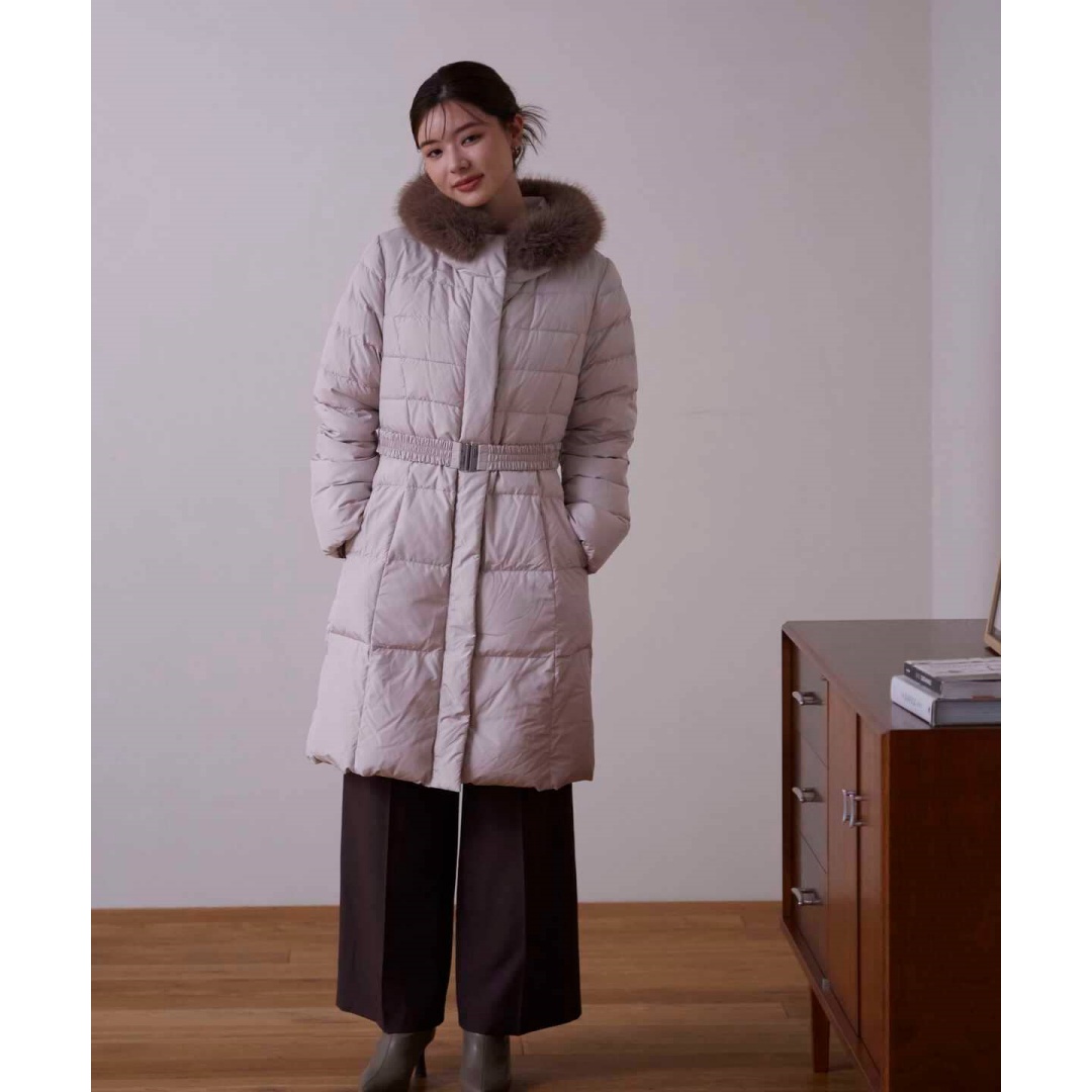 【Montendre】 秋冬人气款 P 气质连帽松紧腰带泡芙格羽绒服