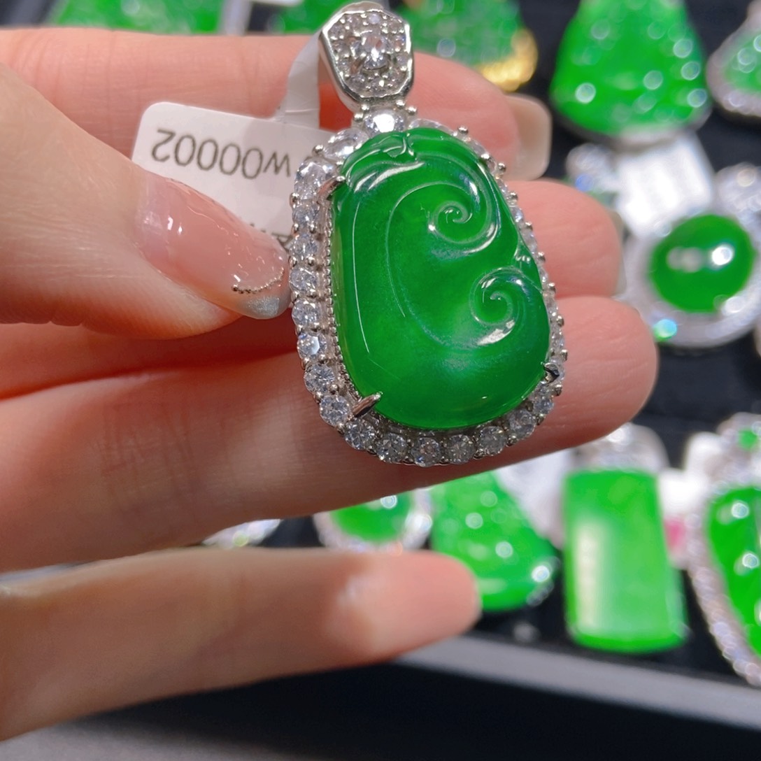 翡翠吊坠(不含链)银S925镶嵌