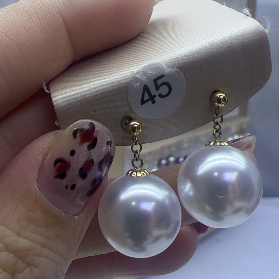 淡水珍珠耳饰18K金镶嵌