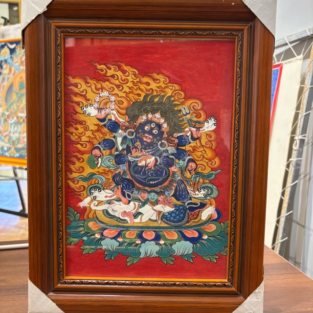 【福利】六臂玛哈嘎拉彩唐热贡唐卡画芯A4大小