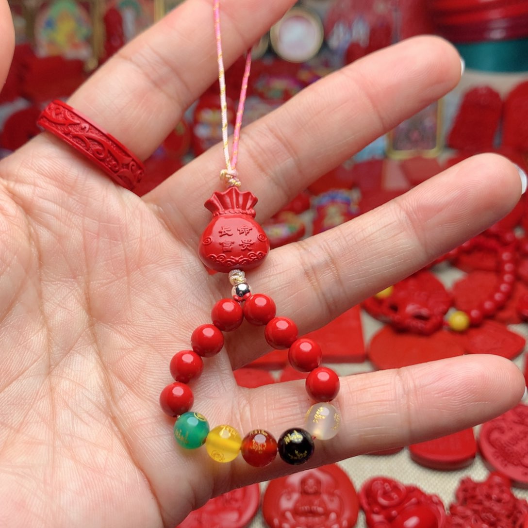 天然辰砂工艺品朱砂手机坠