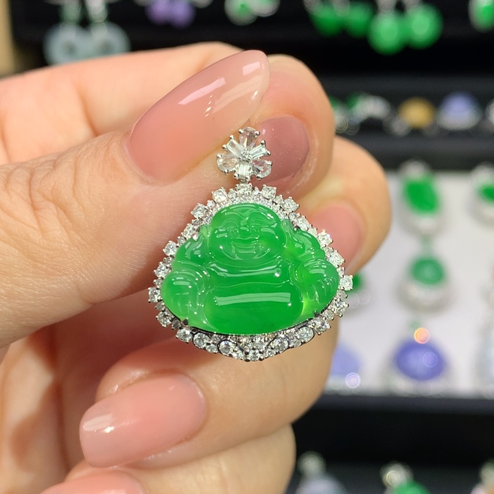 翡翠18K金镶嵌吊坠(不含链)