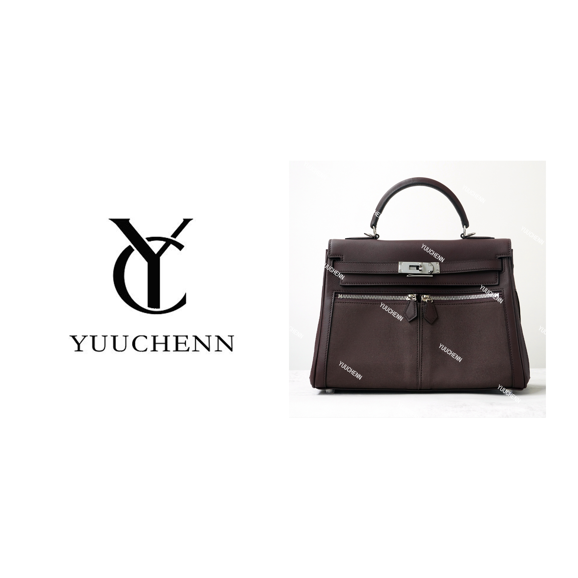 YUUCHENN/【kelly lakis】进口swift+帆布28cm 乌木 HH5755