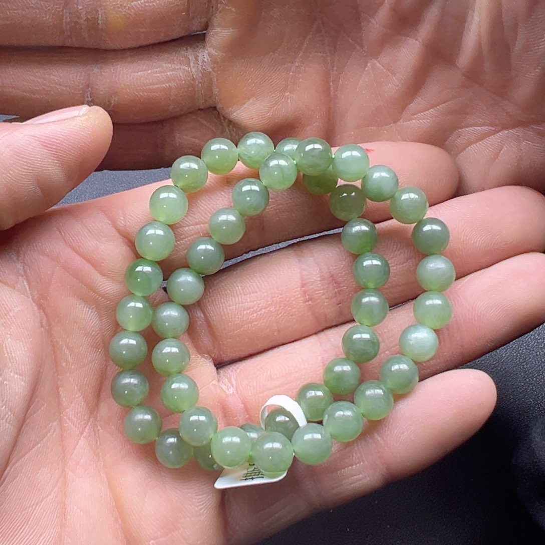 和田玉手串未镶嵌多样性拍一发一碧玉卡8