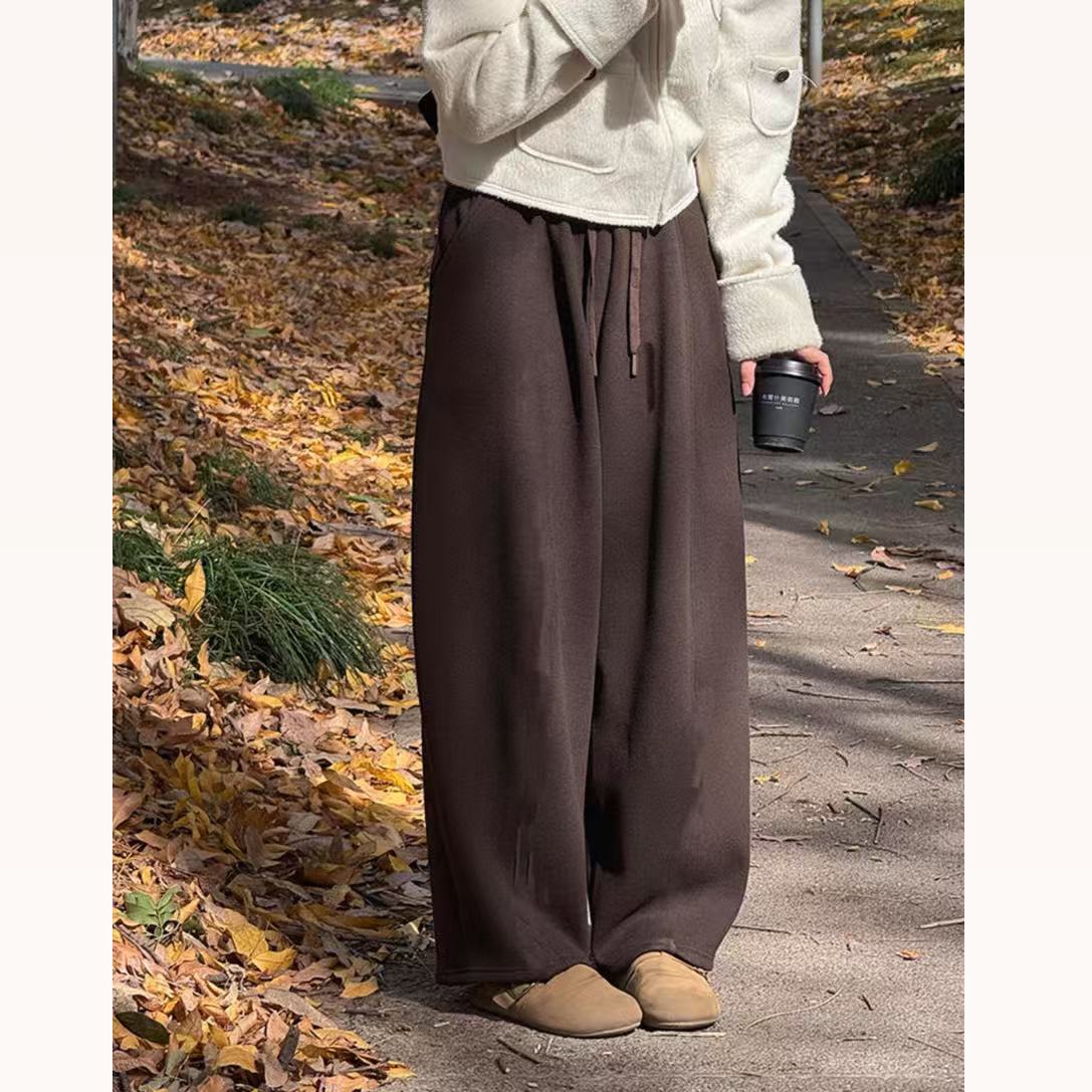 （运补＋现货）有口袋阔腿裤女2026新款流行爆款胖mm巨显瘦加绒裤