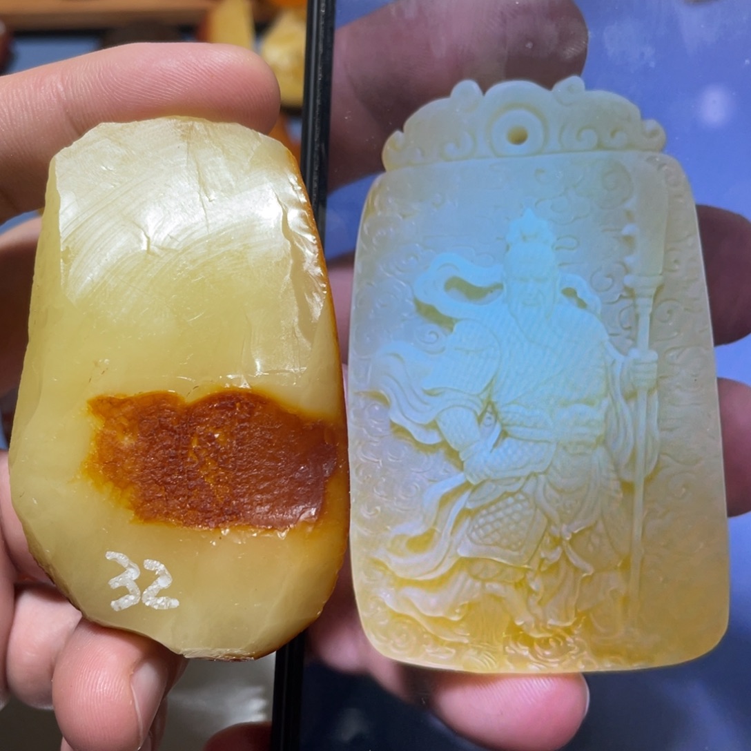 定制蜜蜡未镶嵌关公，武财神，武圣，帝君，伽蓝菩萨