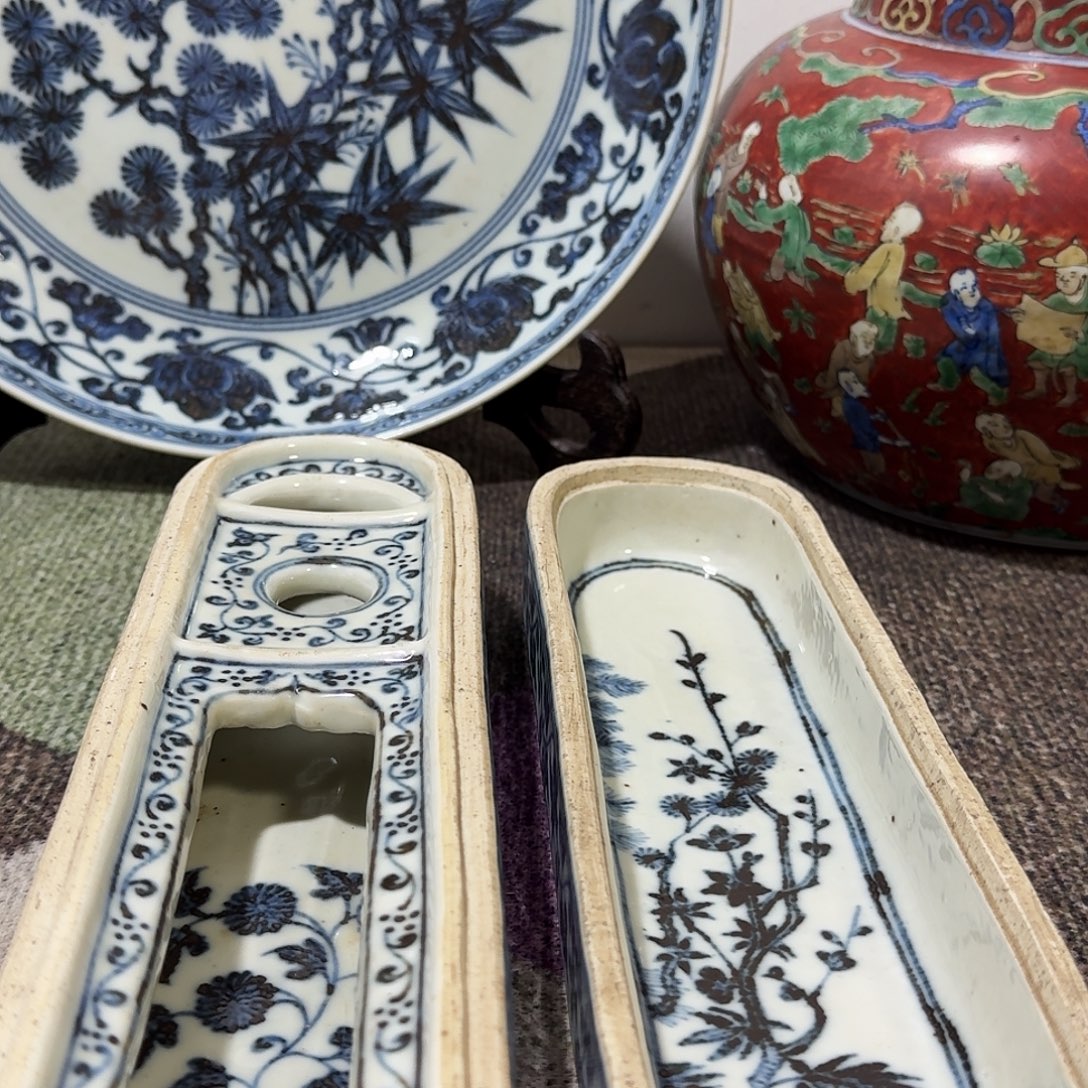 盛***华陶青花盒子一件完整完整