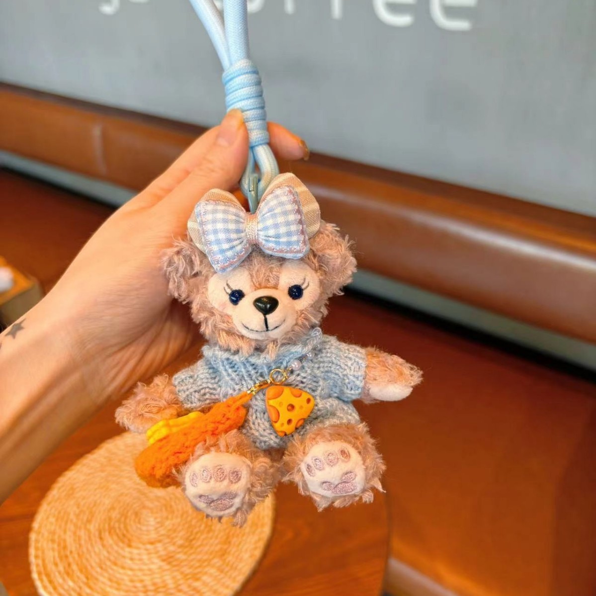 可爱甜脸高订版菲菲玫玫车载毛绒玩具公仔挂件钥匙扣玩偶