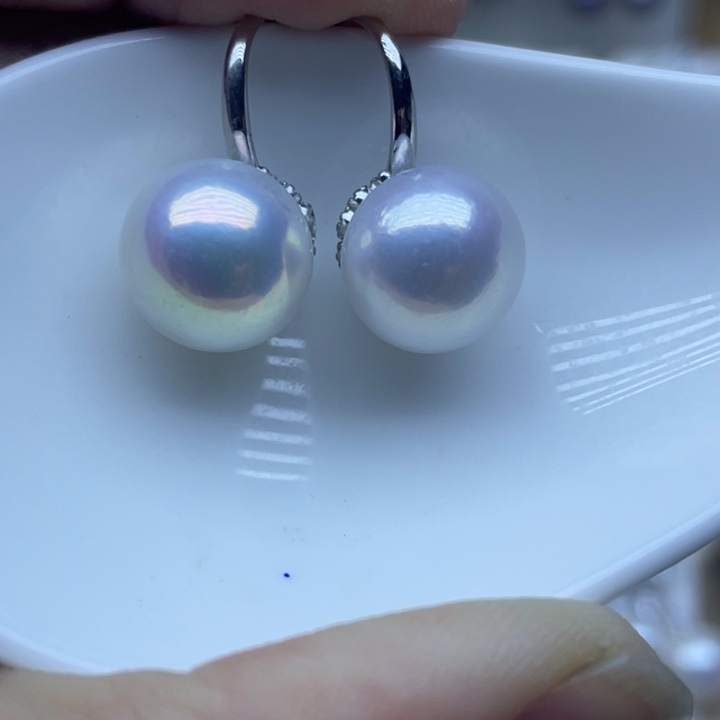 银S925镶嵌淡水珍珠耳饰