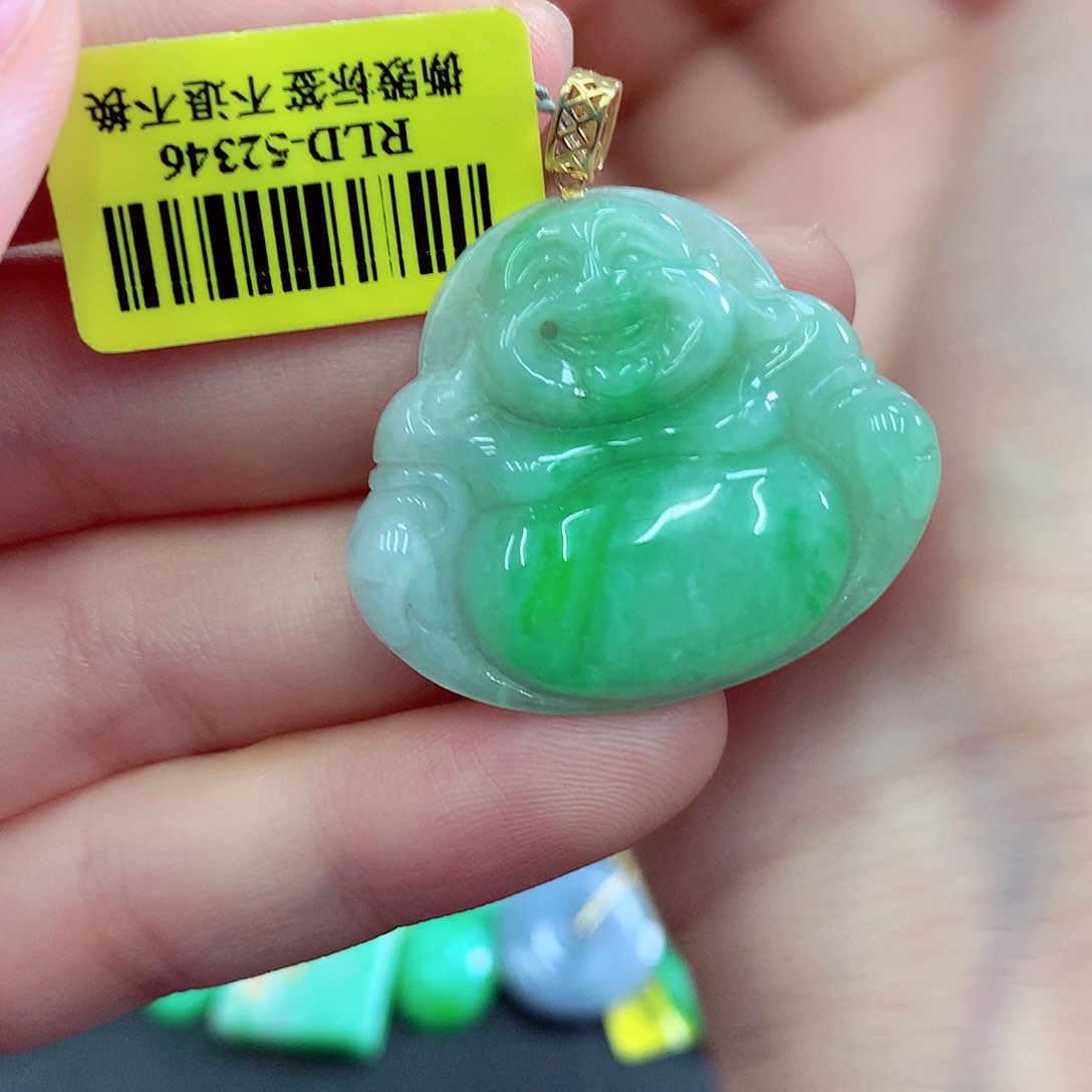 翡翠18K金镶嵌吊坠(不含链)