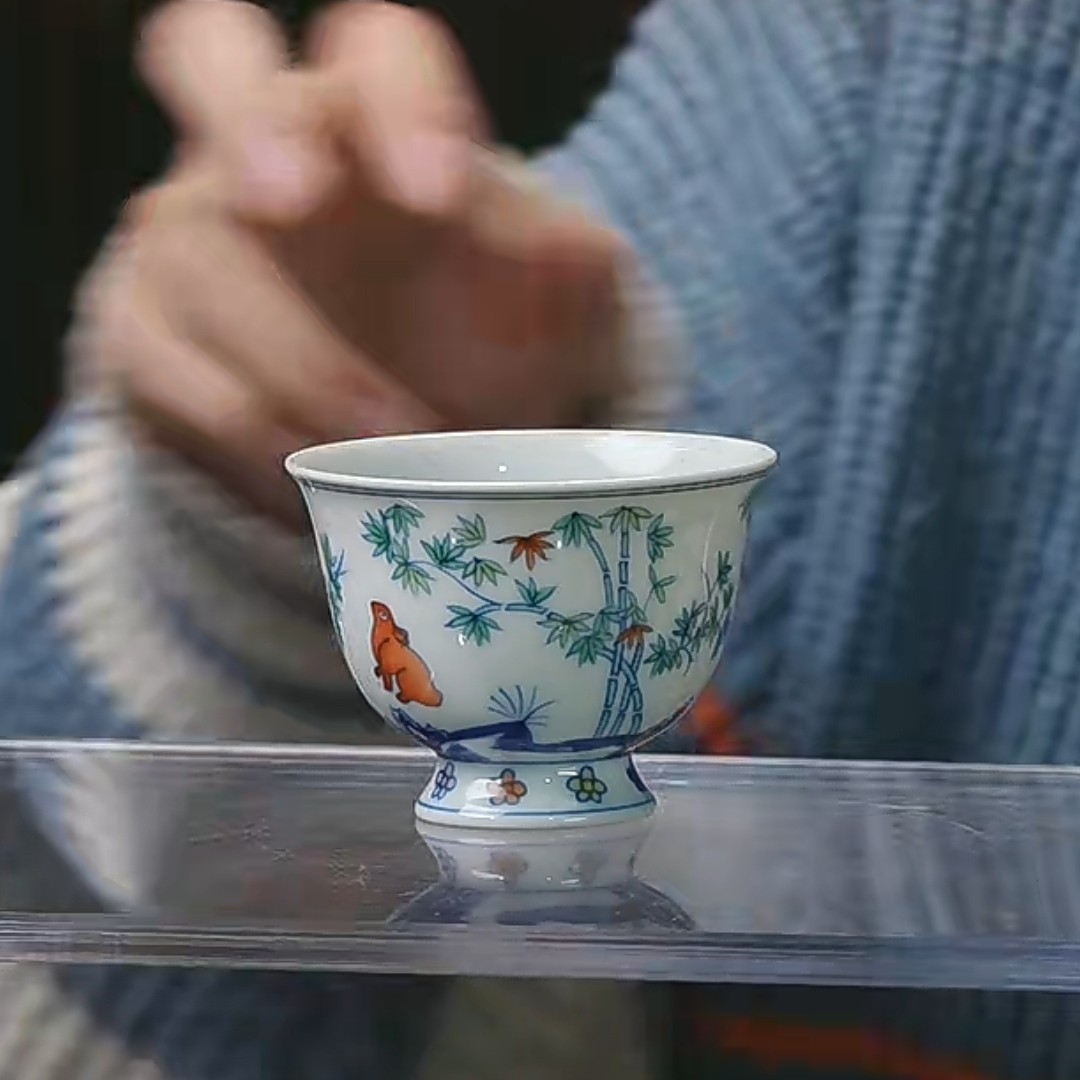 X斗彩松竹梅纹杯