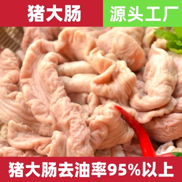 新鲜猪大肠 预煮5成熟新鲜肥肠去油95%猪下水京东发货散养肥猪