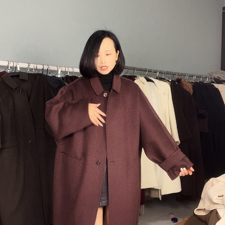 双面呢大衣葡萄紫M码