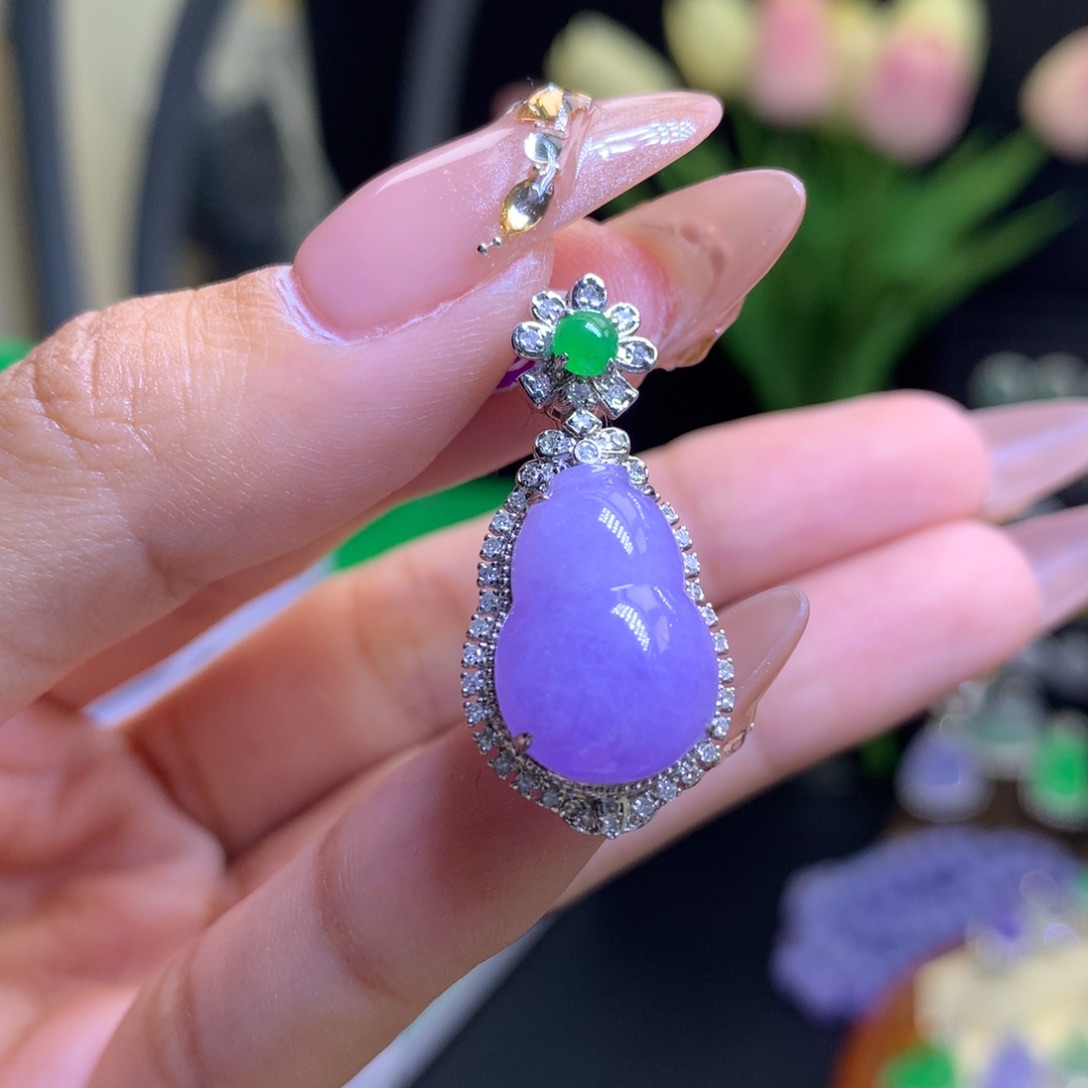 翡翠颈饰18K金镶嵌天然 