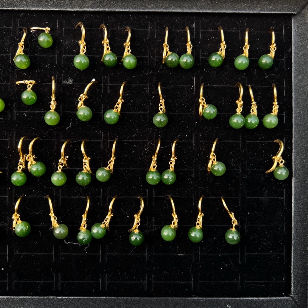 和田玉碧玉银镶耳扣约卡8 多样性拍一发一【H】