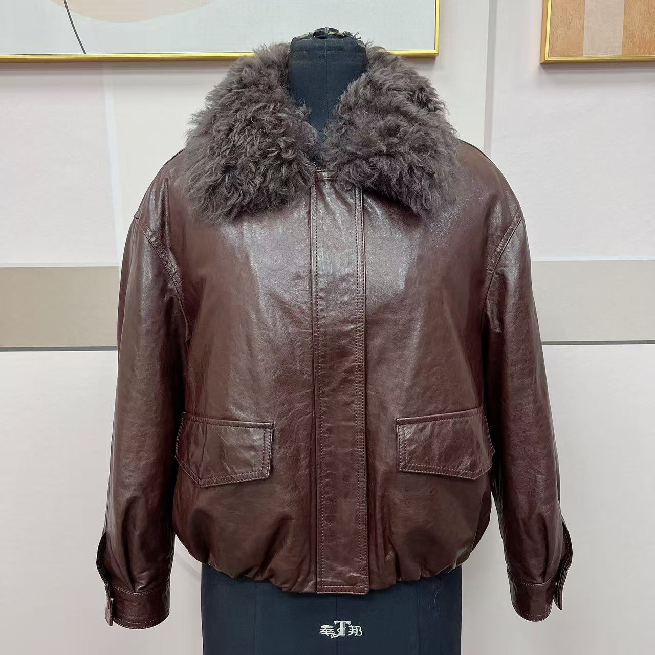 绵羊皮皮衣鹅绒女装外套 26812 冬季羽绒服内胆可拆卸真皮保暖女