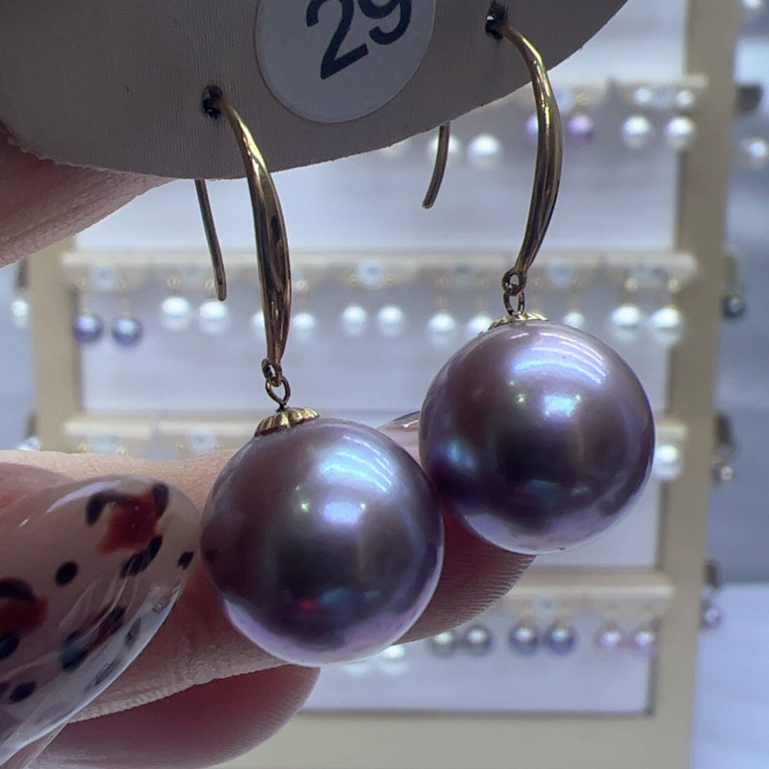 淡水珍珠耳饰18K金镶嵌