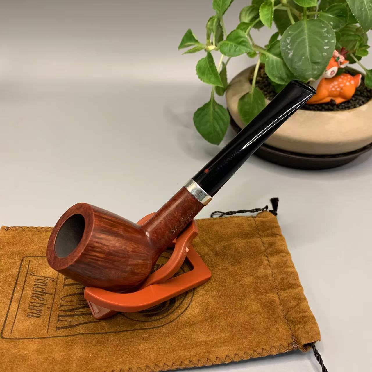 意大利雅克博红标珊瑚标手工石楠木烟斗