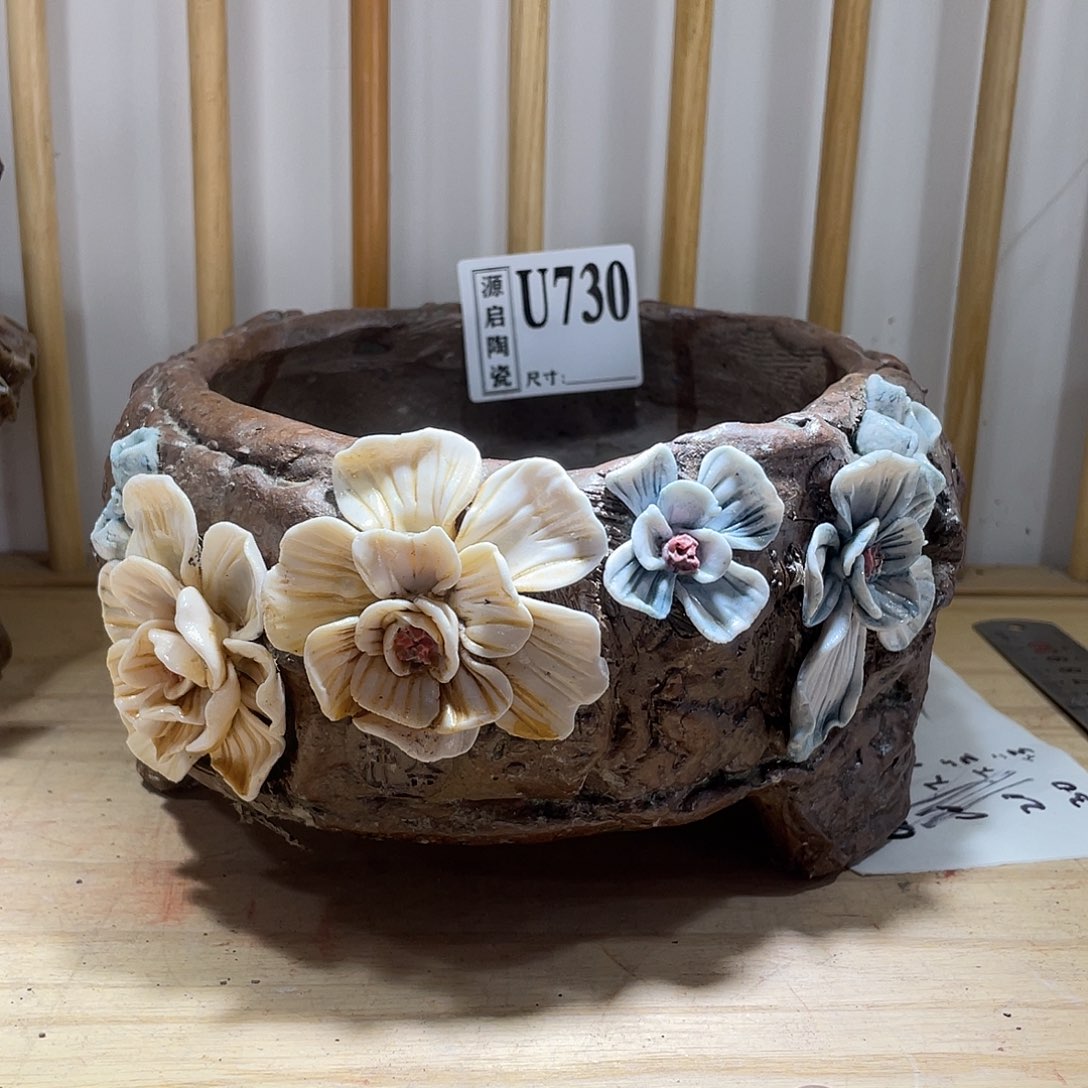 紫砂花盆景德镇陶瓷花盆730