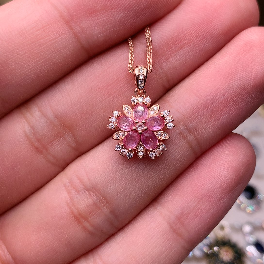 蓝宝石颈饰银S925镶嵌