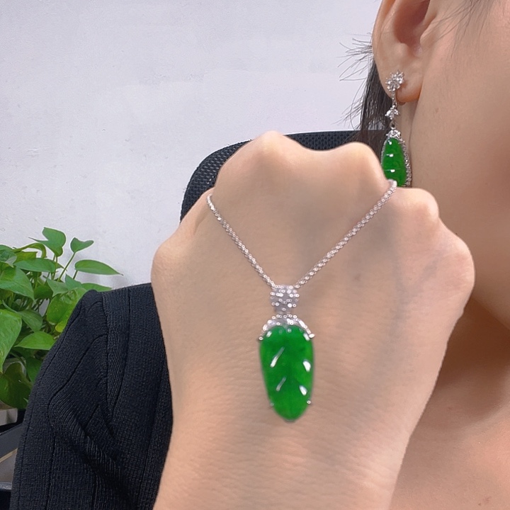 翡翠银S925镶嵌吊坠(不含链)