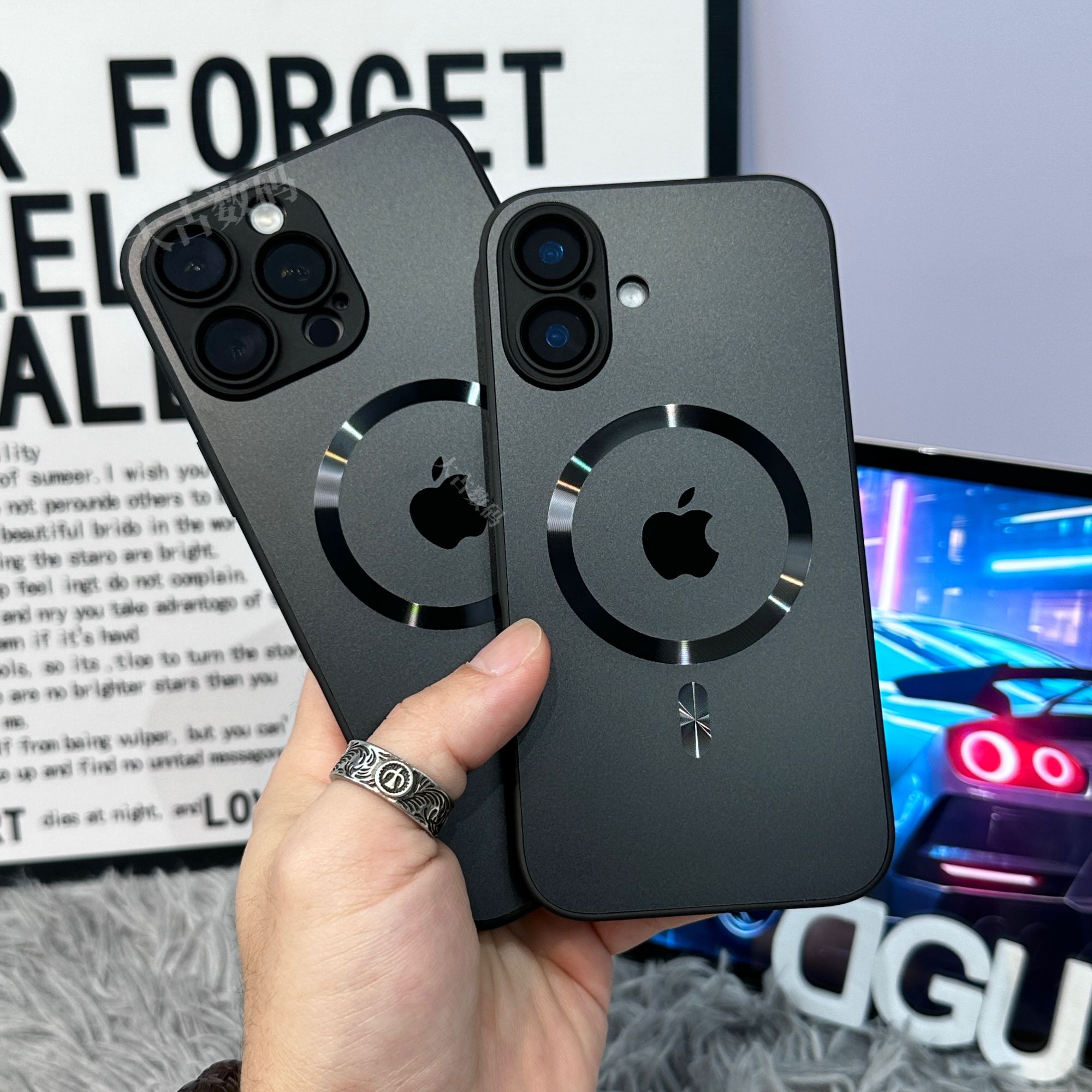 一体护镜纳米Ag磨砂磁吸适用苹果iphone16pro/15/14/13/12手机壳