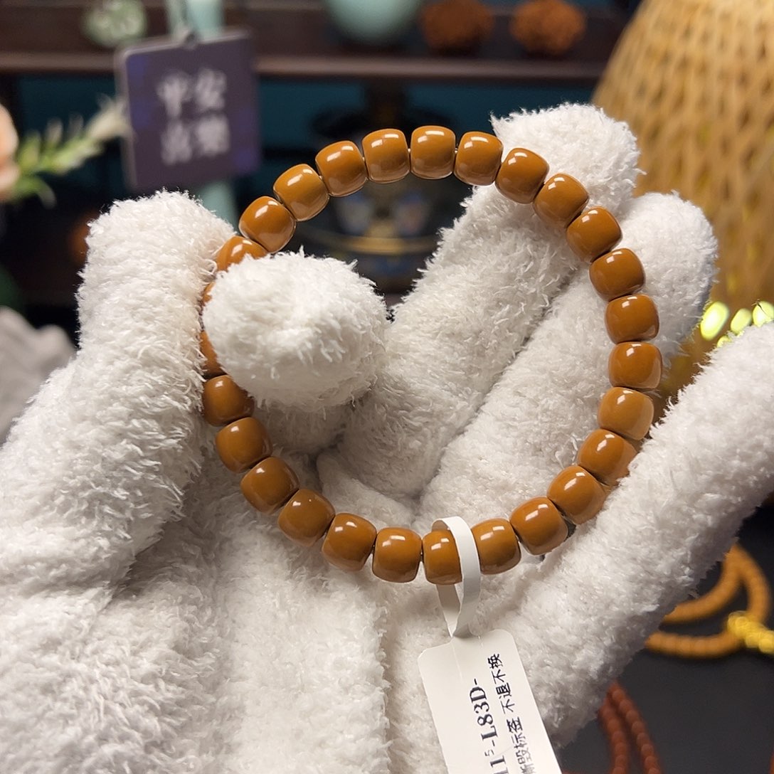 橄榄核手串老挝核尖单圈三花无白8.3尺寸