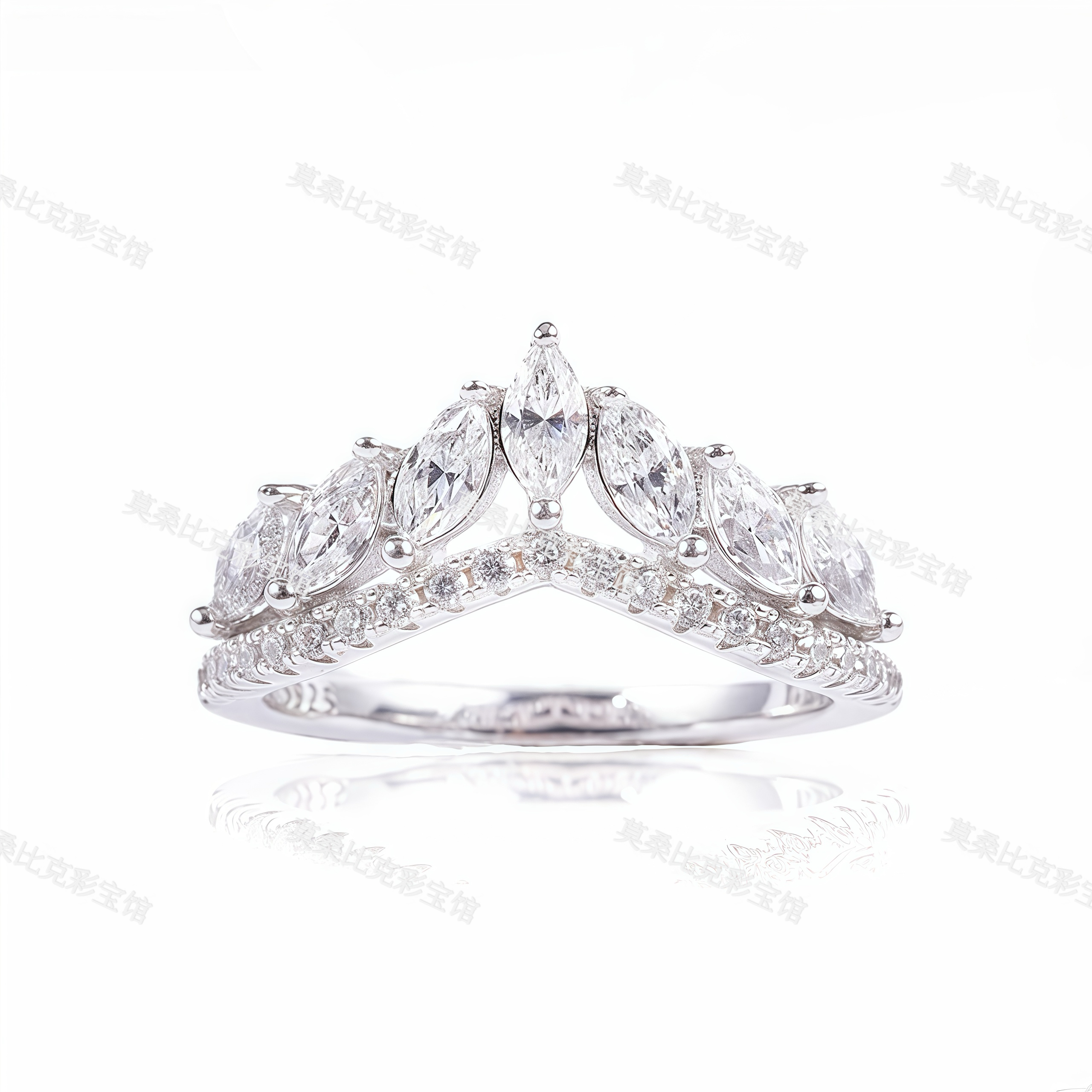 925银合成锆石戒指 【皇冠】戒指排戒精致高级感气质