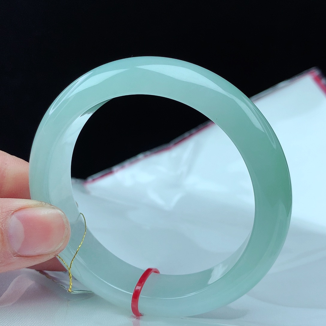 翡翠手镯未镶嵌H***咪54圈宽版0346