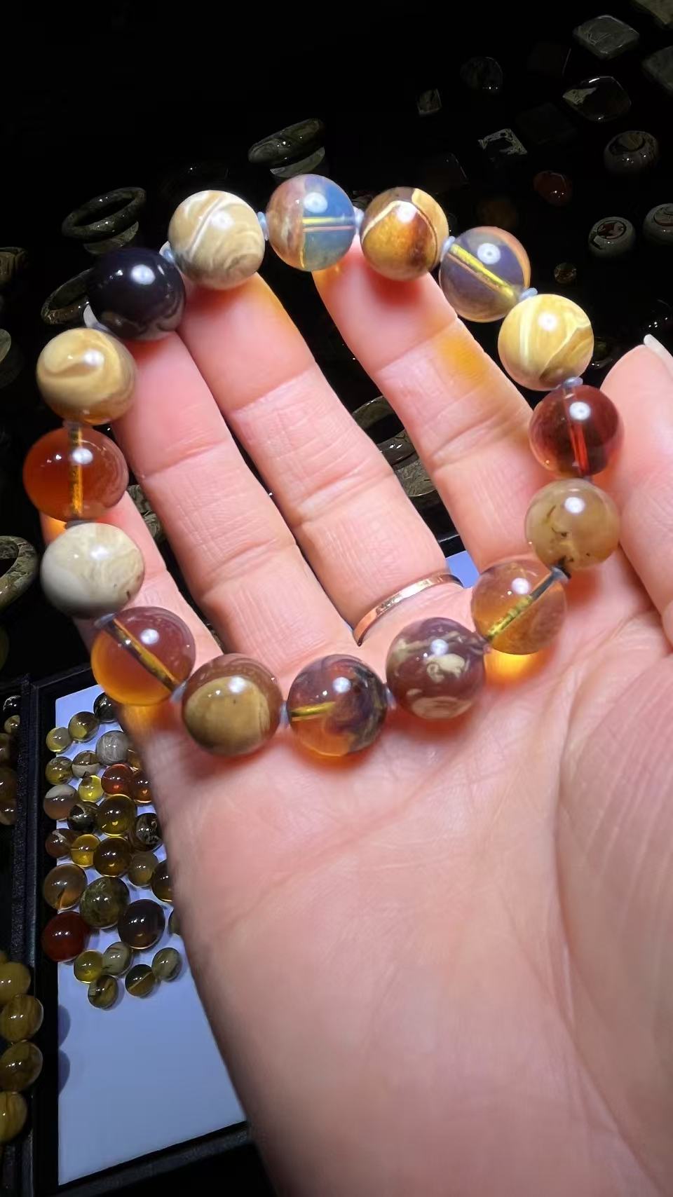 缅甸琥珀多宝手串卡12，48小时鉴赏期