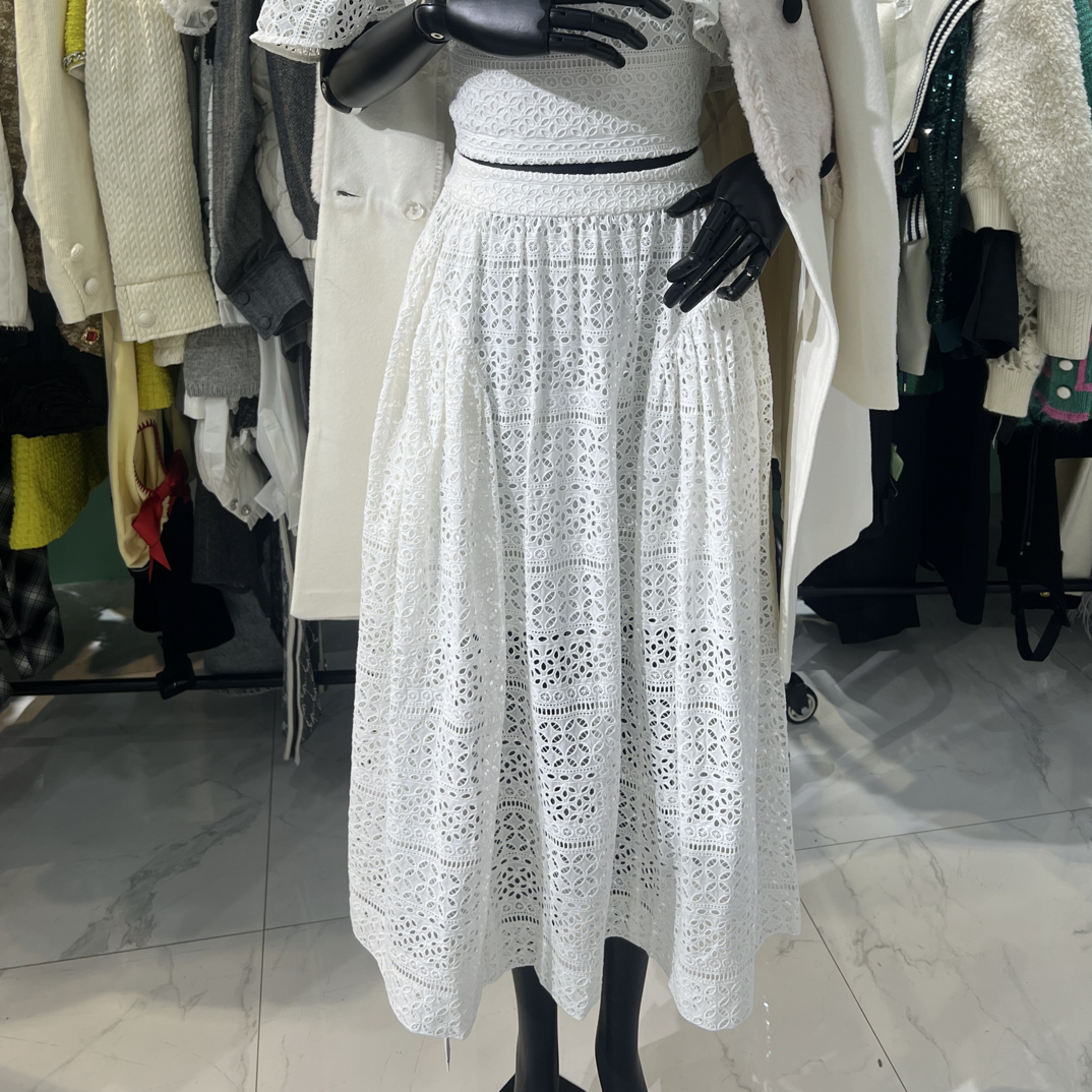 SP229-449直播间一物一拍专用链接钩花拼接仙女风白色纱质长裙夏