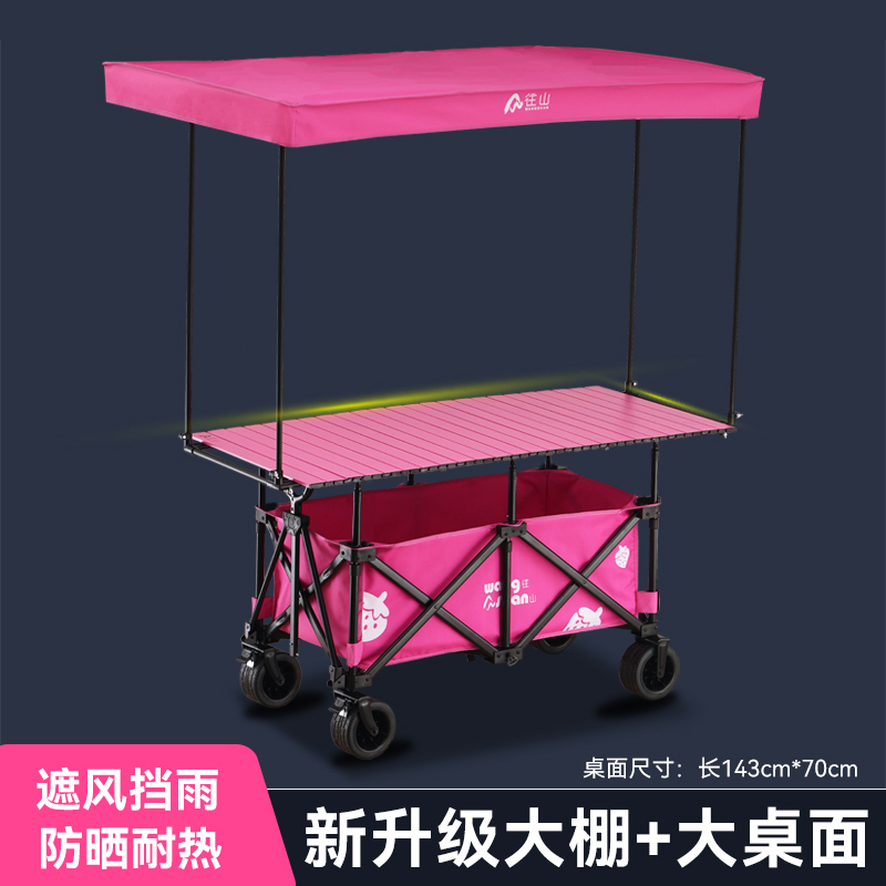 往山户外露营车棚地摊专用折叠桌可升降烤肠移动购物摆摊小推车