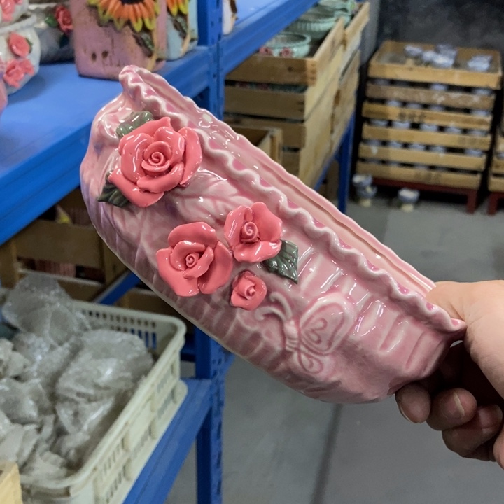 陶瓷花盆单场满9.9发21*13*7