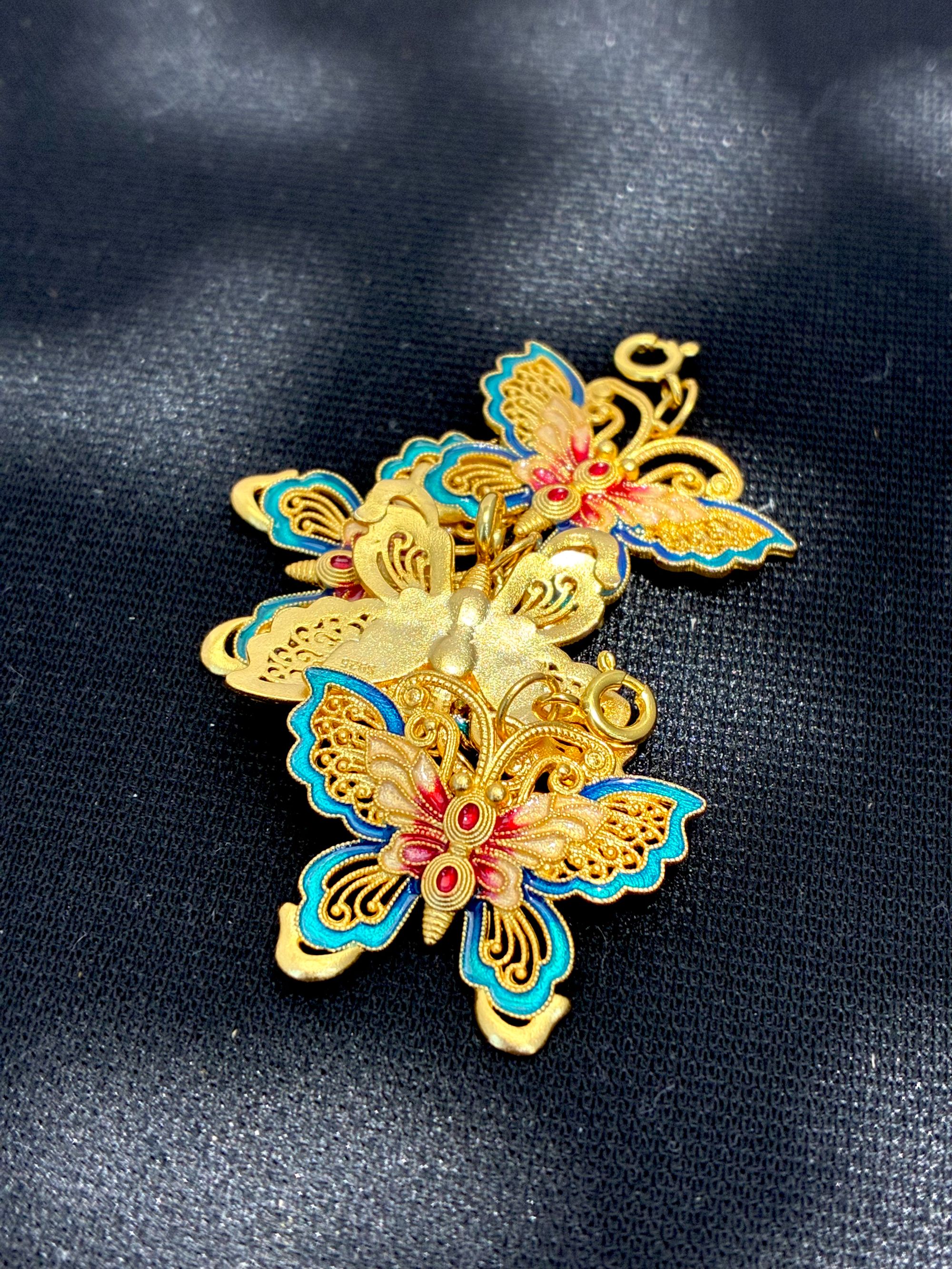 吊坠925银 烧蓝蝴蝶吊坠 2952 多样式发一件（不带链）