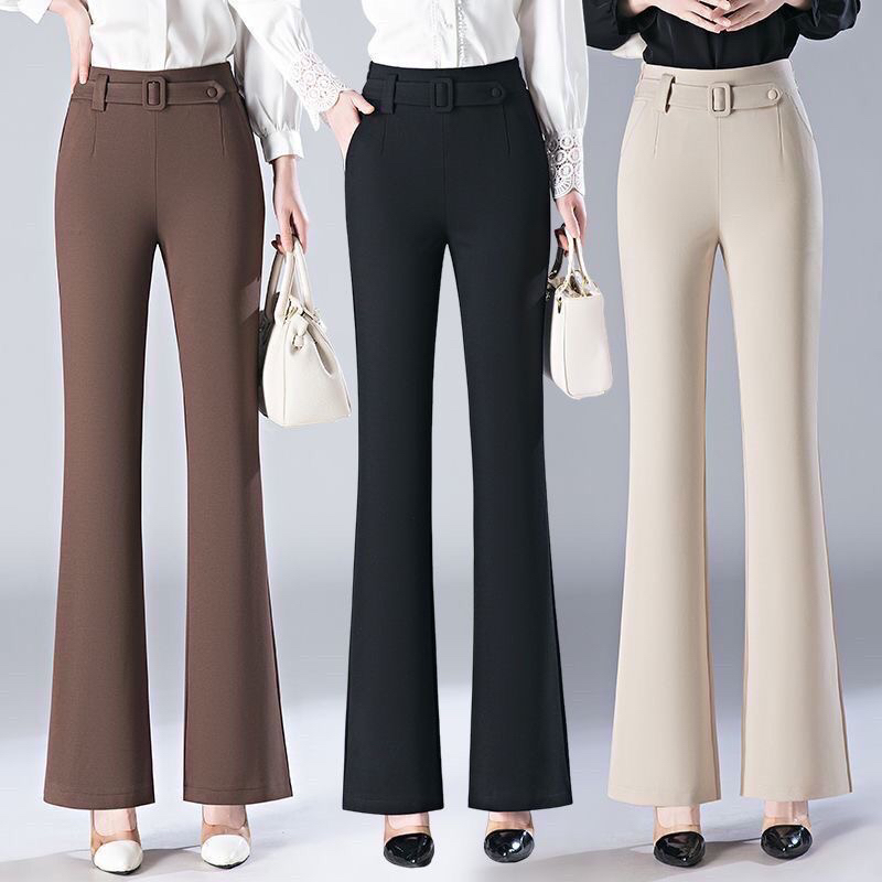 高腰高弹力微喇裤女修身显瘦垂感百搭时尚休闲喇叭长裤春夏新款