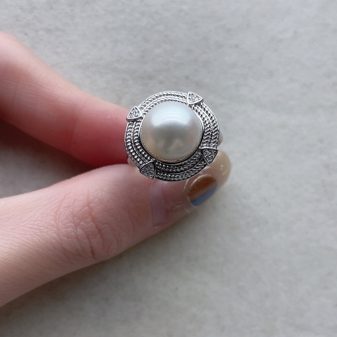 戒指68海水珍珠银S925镶嵌