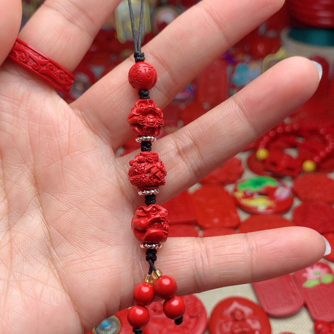 天然辰砂工艺品朱砂手机坠