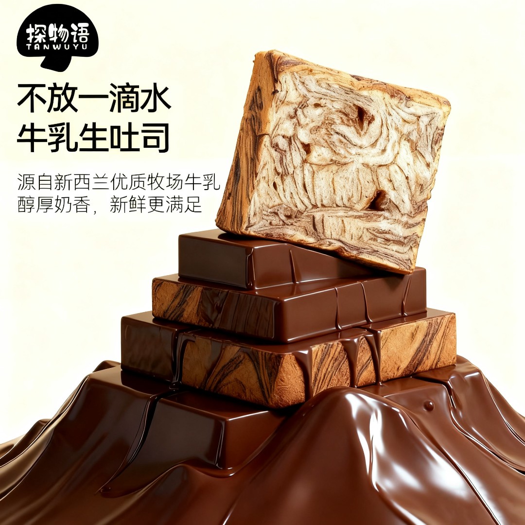 探物语厚切吐司水牛乳千层全麦面包无蔗糖宝藏零食健康管理期早餐