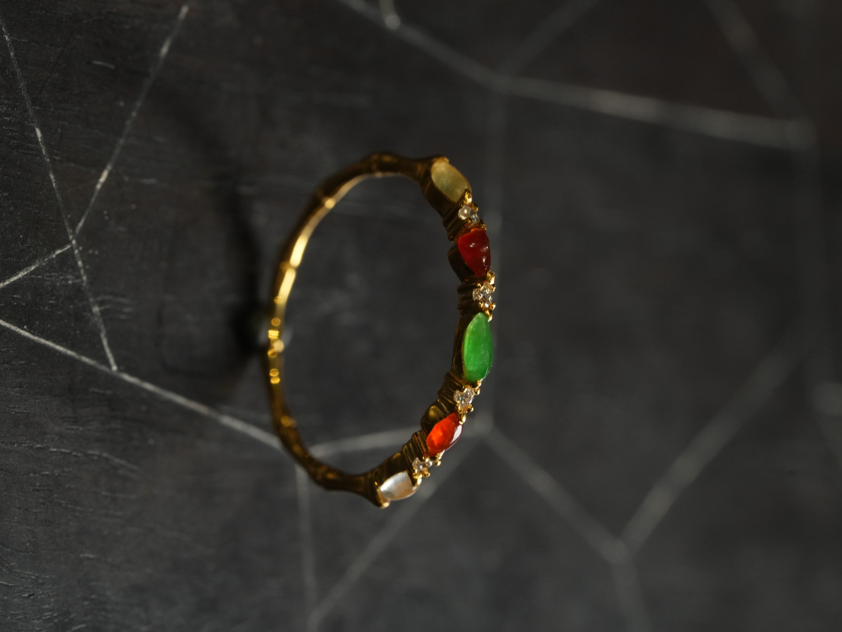 【喜乐】冰种多彩福禄寿翡翠戒指指环 圈口拾陆