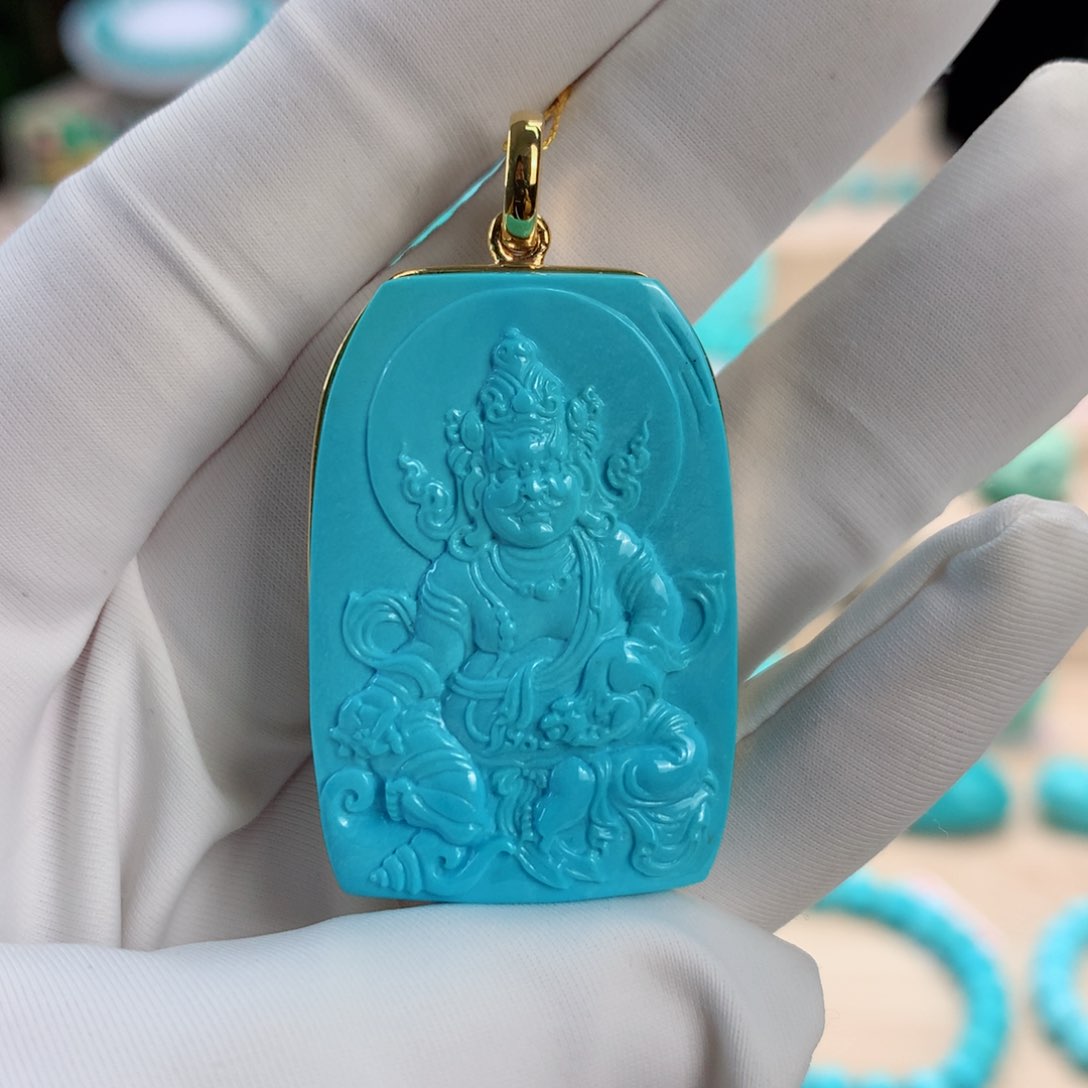 绿松石挂件18K金镶嵌