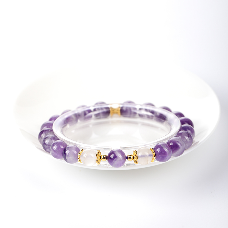 【连广电专属】 紫水晶+月光石单圈手链--约8mm-（多样性发货）