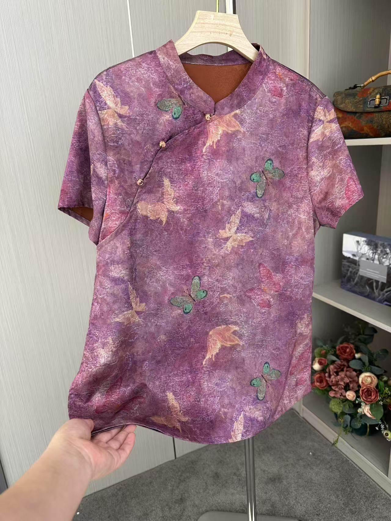 2357款 【紫蝶】时尚洋气短袖上衣-1