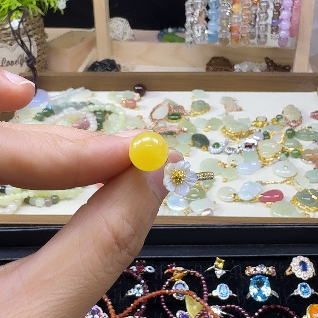 慢***l蜜蜡银S925镶嵌戒指戒指