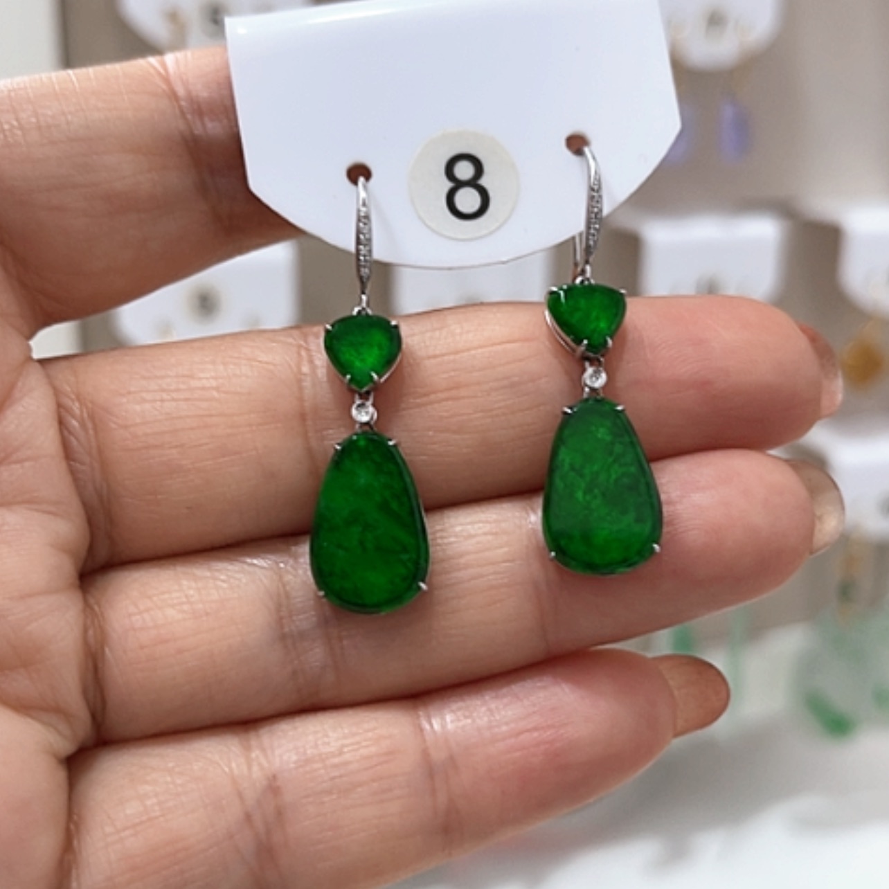 【闪购商品】翡翠耳饰18K金镶嵌翡翠耳坠