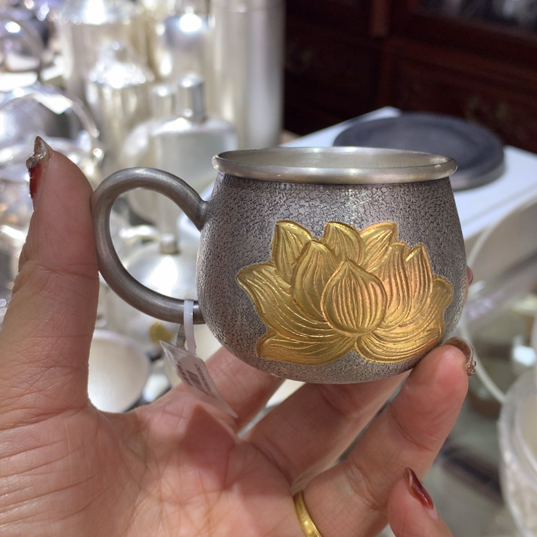 足银999莲花茶杯100容量